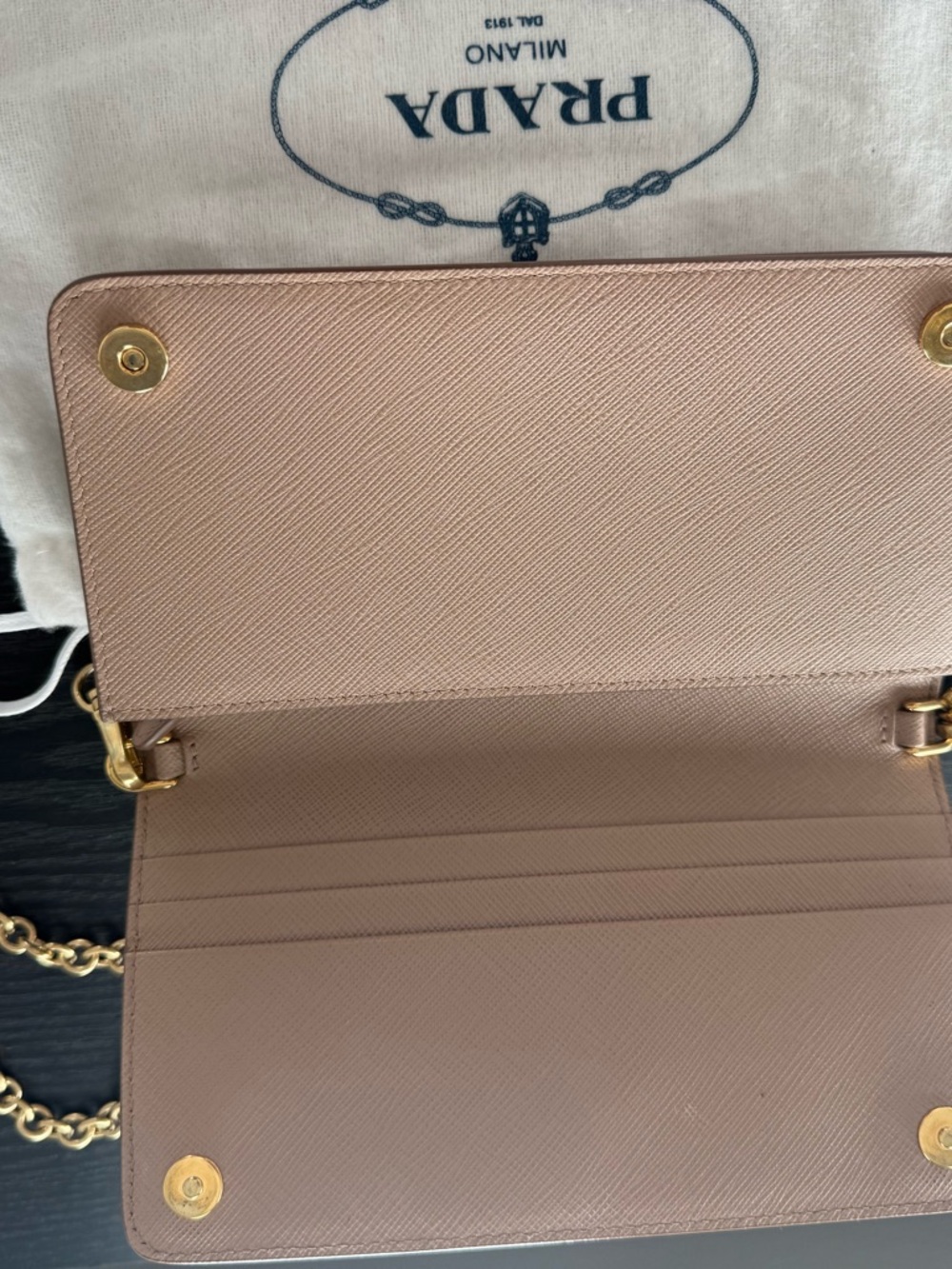 Prada Blush Pink Crossbody with Gold Chain Strap - Picture 6 of 14